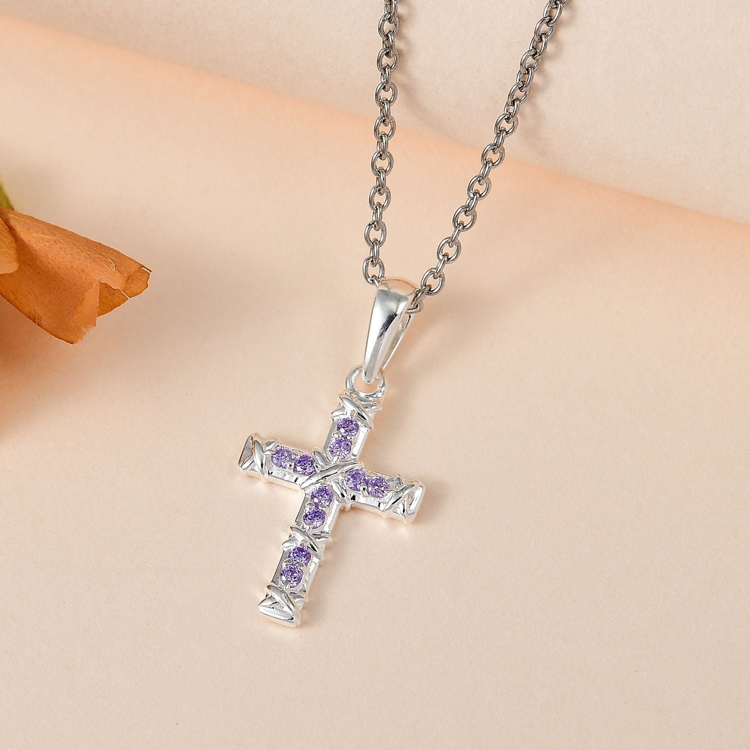 Blauer Zirkonia Anhänger mit Kette, 925 Silber und 316L Edelstahl