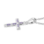 Blauer Zirkonia Anhänger mit Kette, 925 Silber und 316L Edelstahl
