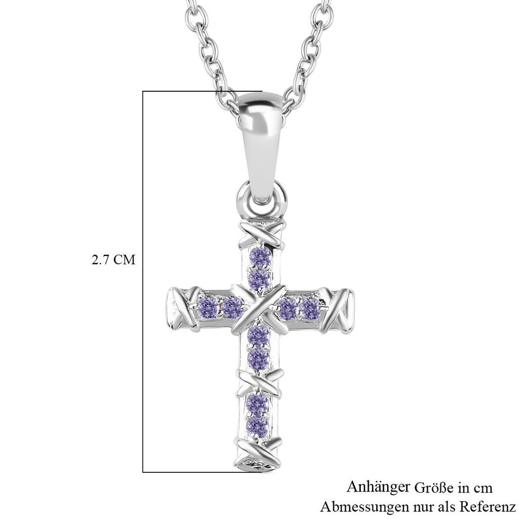 Blauer Zirkonia Anhänger mit Kette, 925 Silber und 316L Edelstahl