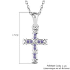 Blauer Zirkonia Anhänger mit Kette, 925 Silber und 316L Edelstahl