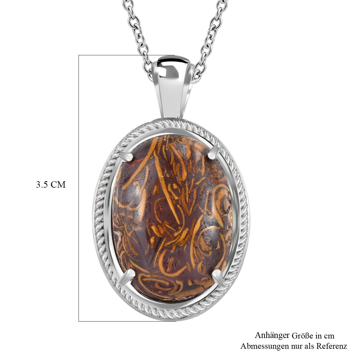 Skript Stein Anhänger mit Kette, Edelstahl, ca. 17.63 ct