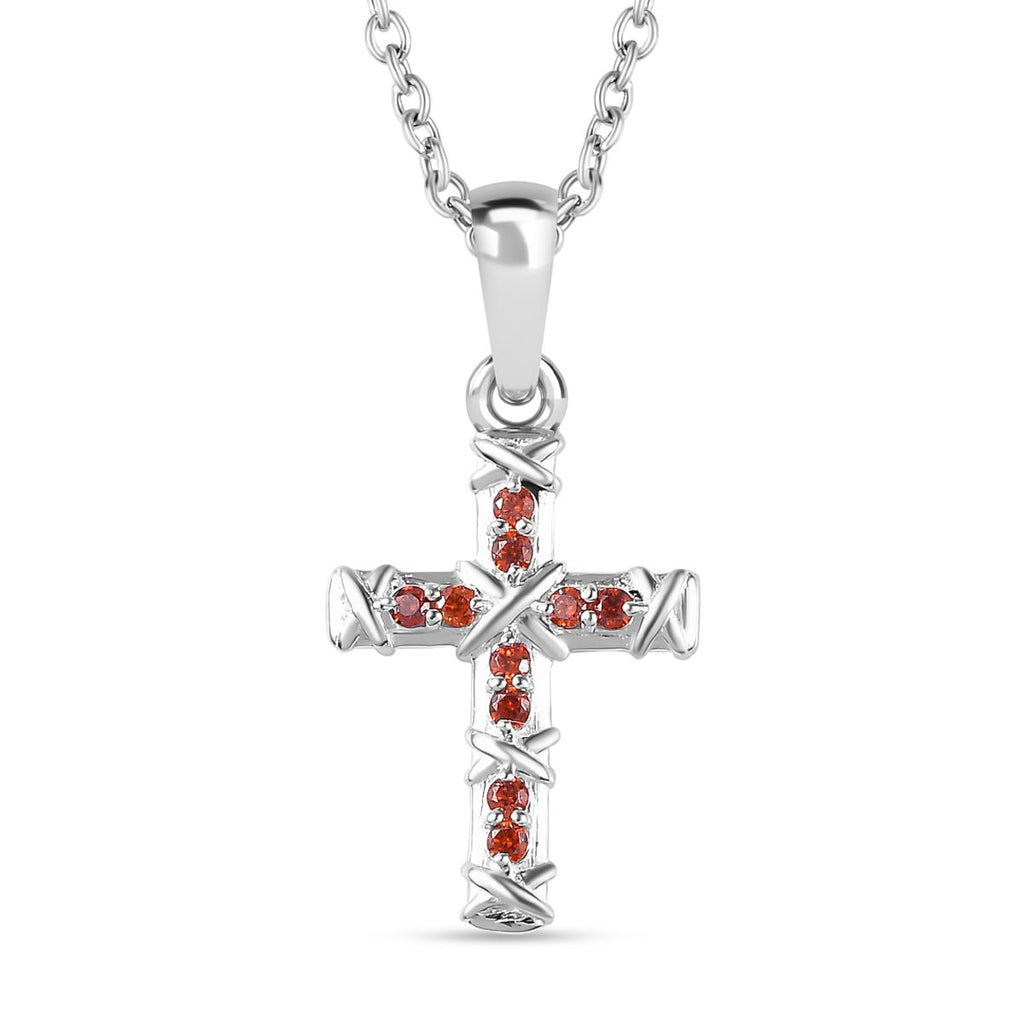 Granat Zirkonia Schmuckset 925 Silber und Edelstahl