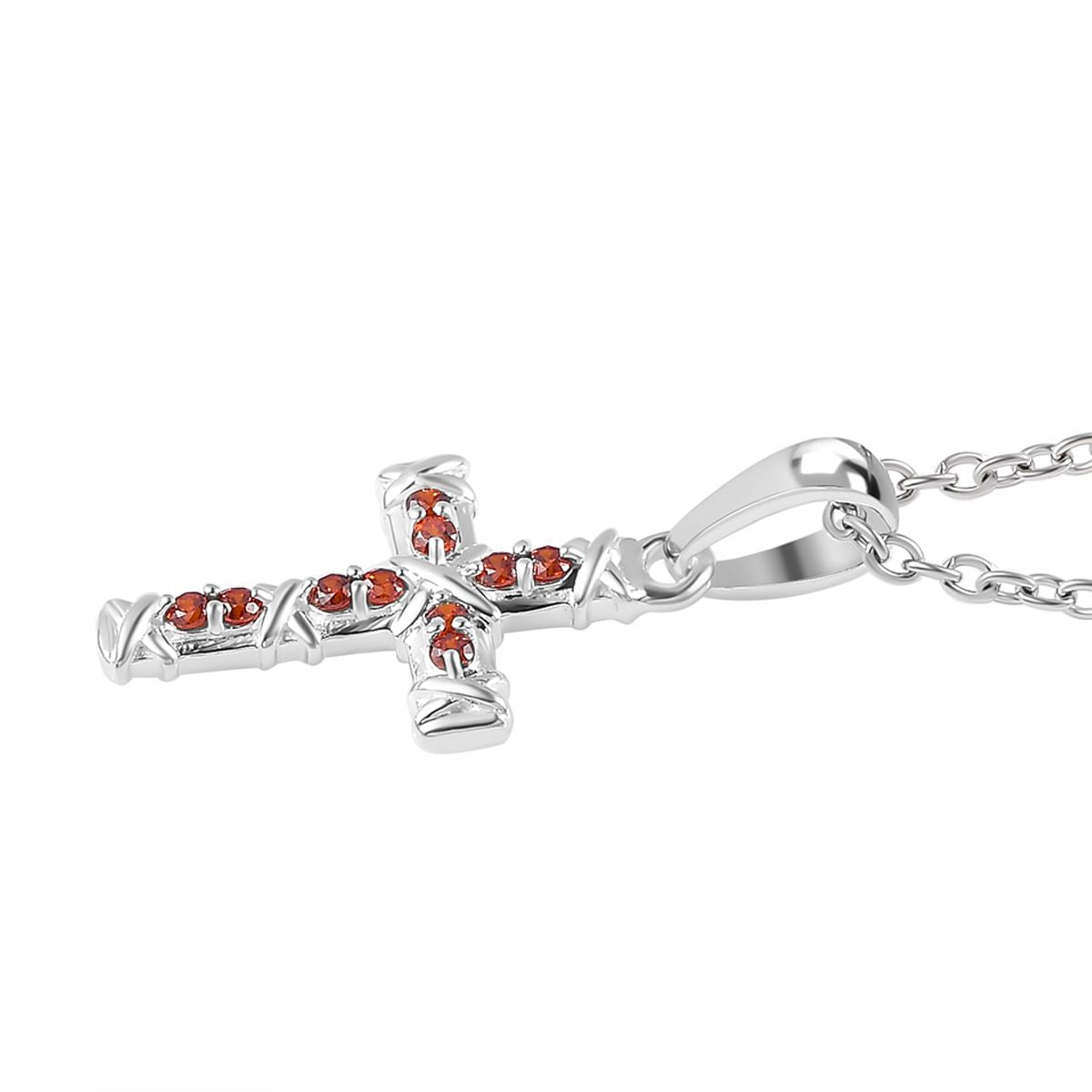 Granat Zirkonia Schmuckset 925 Silber und Edelstahl