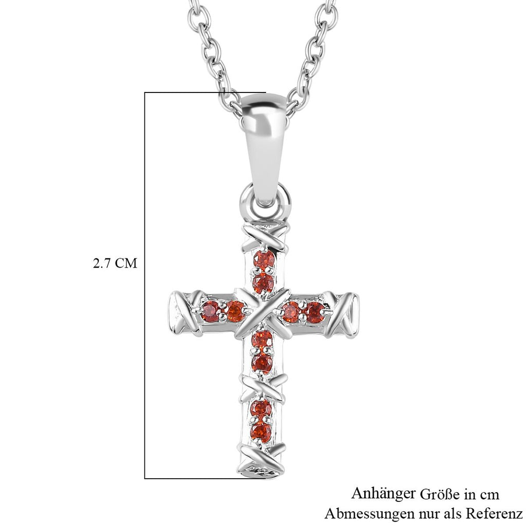 Granat Zirkonia Schmuckset 925 Silber und Edelstahl