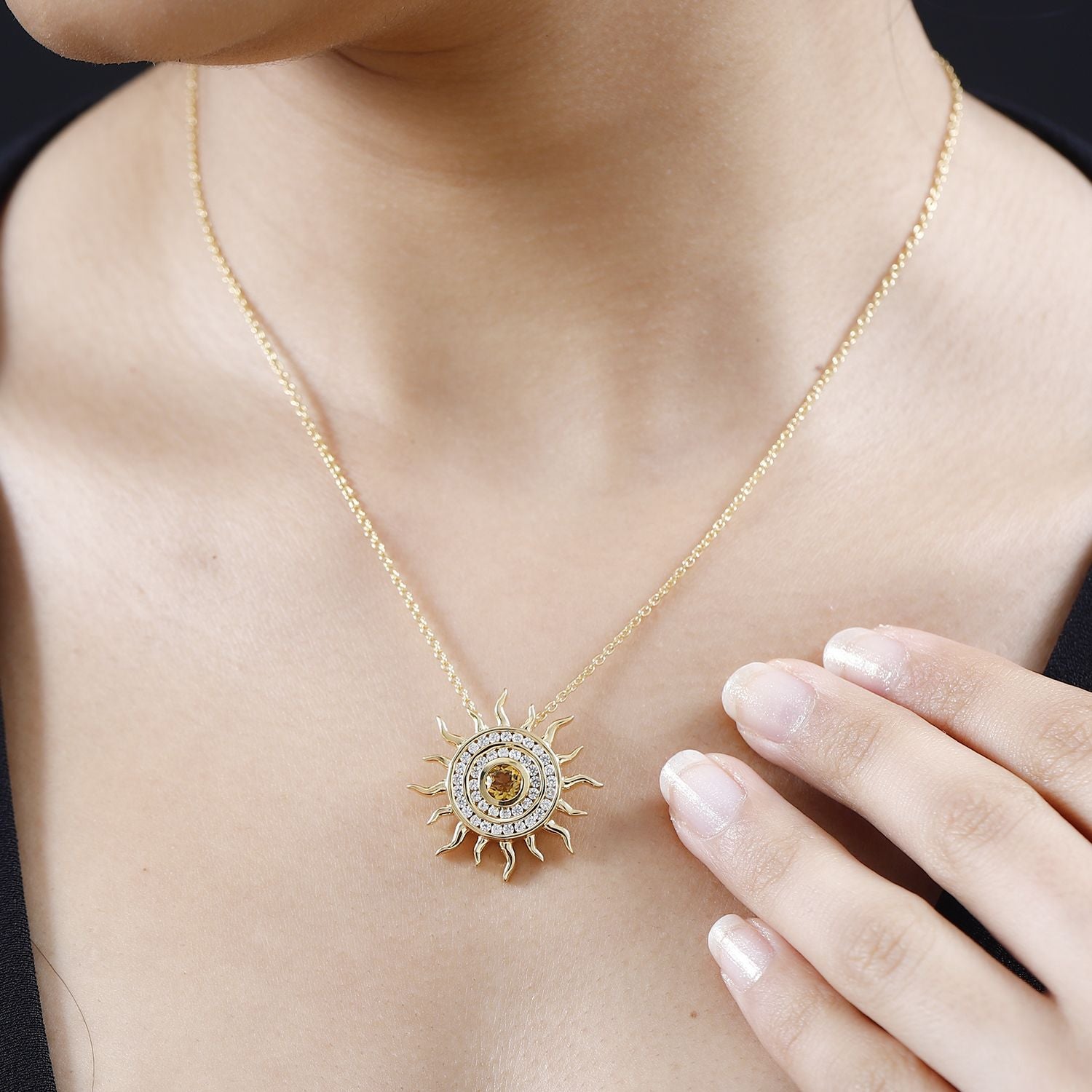 AA Citrin, Kanchanaburi Blauer Saphir Schmuckset 925 Silber Gelbgold Vermeil ca. 1,13 ct.