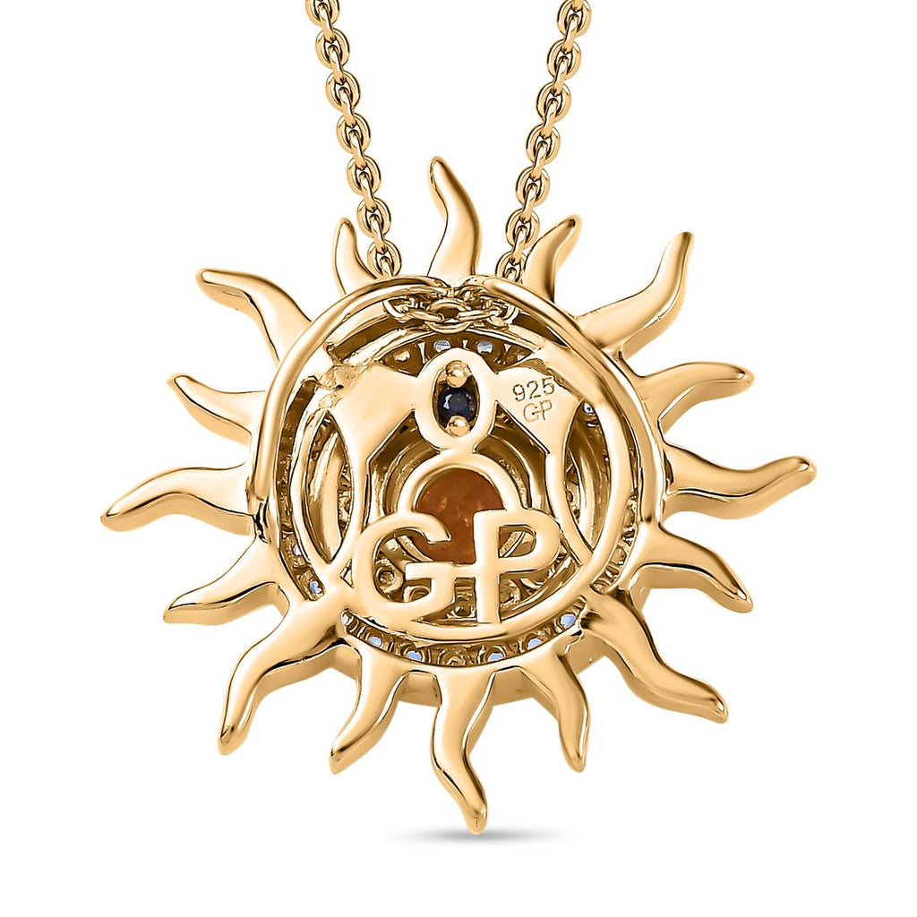 AA Citrin, Kanchanaburi Blauer Saphir Schmuckset 925 Silber Gelbgold Vermeil ca. 1,13 ct.