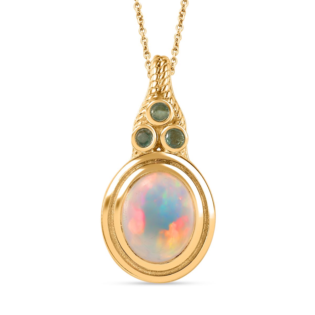 AAA Natürlicher, äthiopischer Welo Opal, Premium-Smaragd Schmuckset 925 Silber Gelbgold Vermeil ca. 2.55 ct