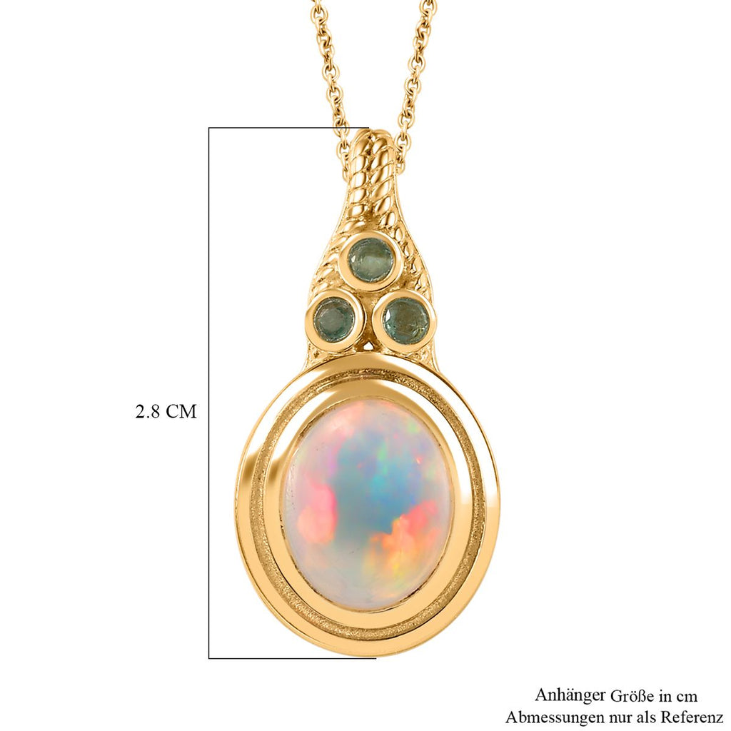 AAA Natürlicher, äthiopischer Welo Opal, Premium-Smaragd Schmuckset 925 Silber Gelbgold Vermeil ca. 2.55 ct
