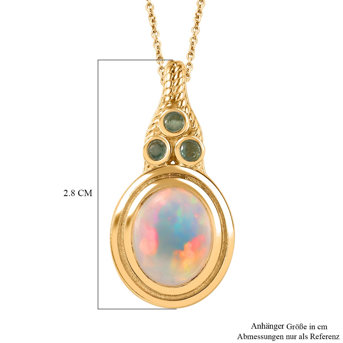 AAA Natürlicher, äthiopischer Welo Opal, Premium-Smaragd Schmuckset 925 Silber Gelbgold Vermeil ca. 2.55 ct