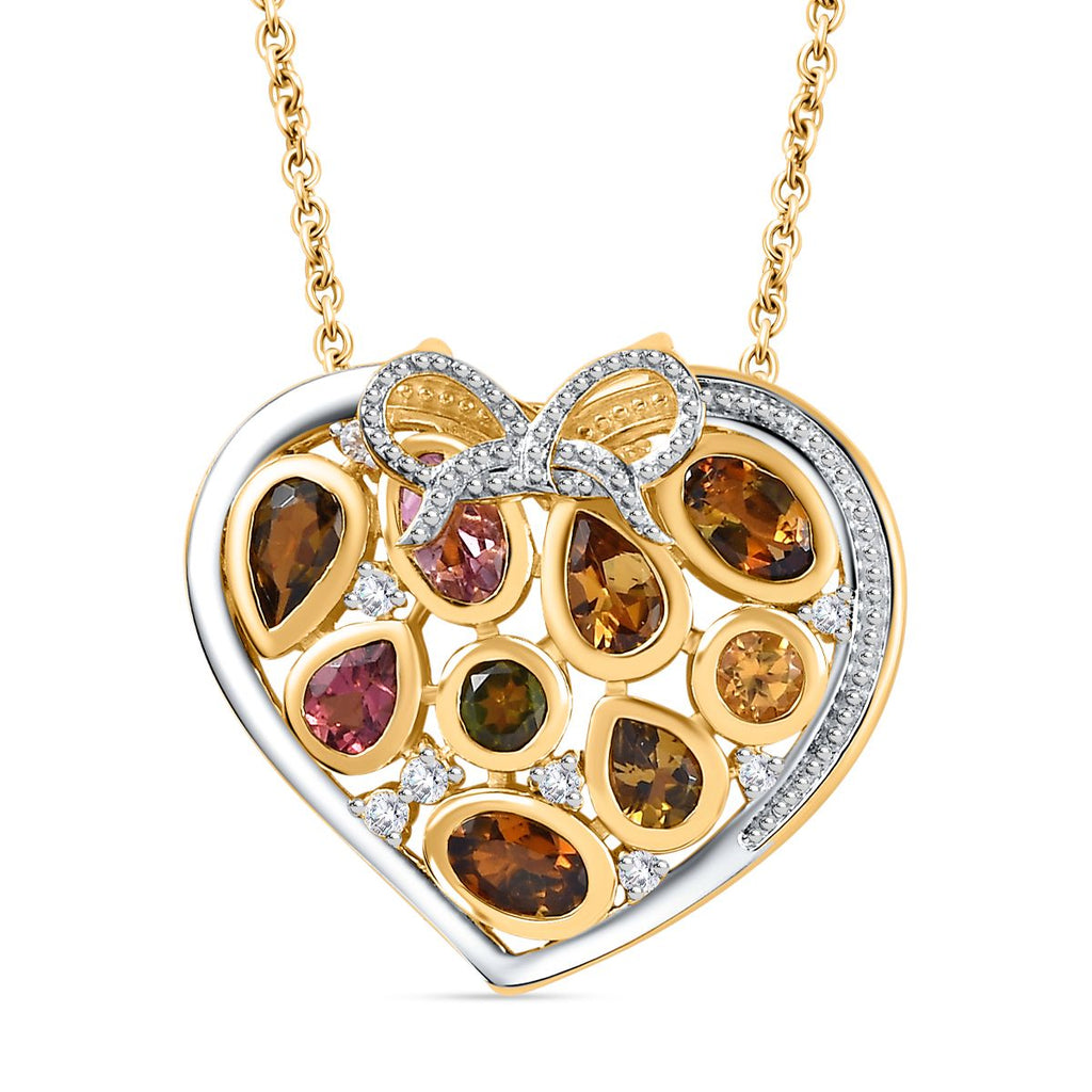 Giuseppe Perez AA Mehrfarbig-Turmalin Schmuckset 925 Silber platiniert, 925 Silber Zweifarbige Beschichtung ca. 1,86 ct.