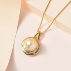 AA Goldene Südsee Perle, Weißer Zirkon Schmuckset 925 Silber 750 Gelb Vermeil