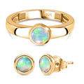 AA Natürlicher, äthiopischer Welo Opal Schmuckset 925 Silber Gelbgold Vermeil ca. 1,02 ct.
