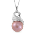 Lila Edison Perle, Weißer Zirkon Schmuckset 925 Silber platiniert