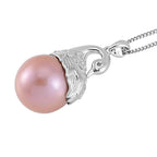 Lila Edison Perle, Weißer Zirkon Schmuckset 925 Silber platiniert
