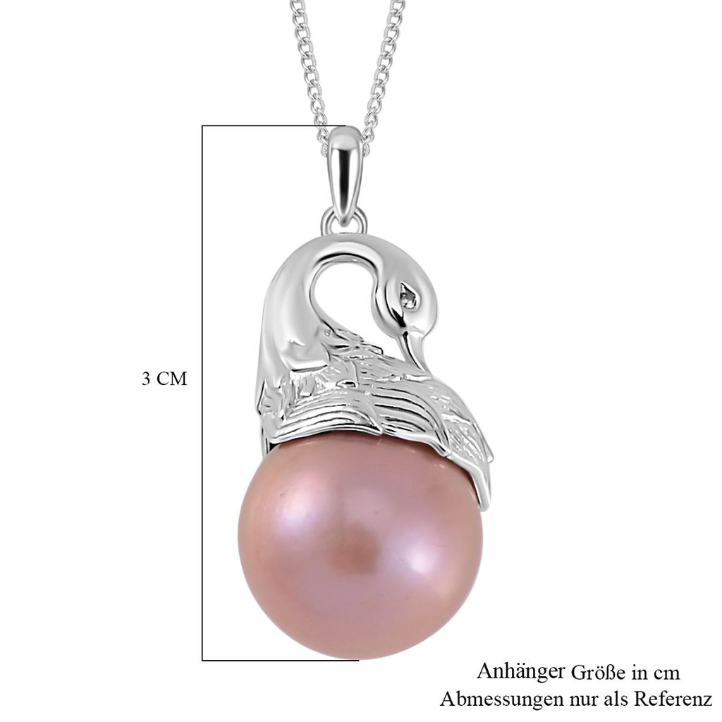 Lila Edison Perle, Weißer Zirkon Schmuckset 925 Silber platiniert