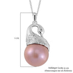 Lila Edison Perle, Weißer Zirkon Schmuckset 925 Silber platiniert