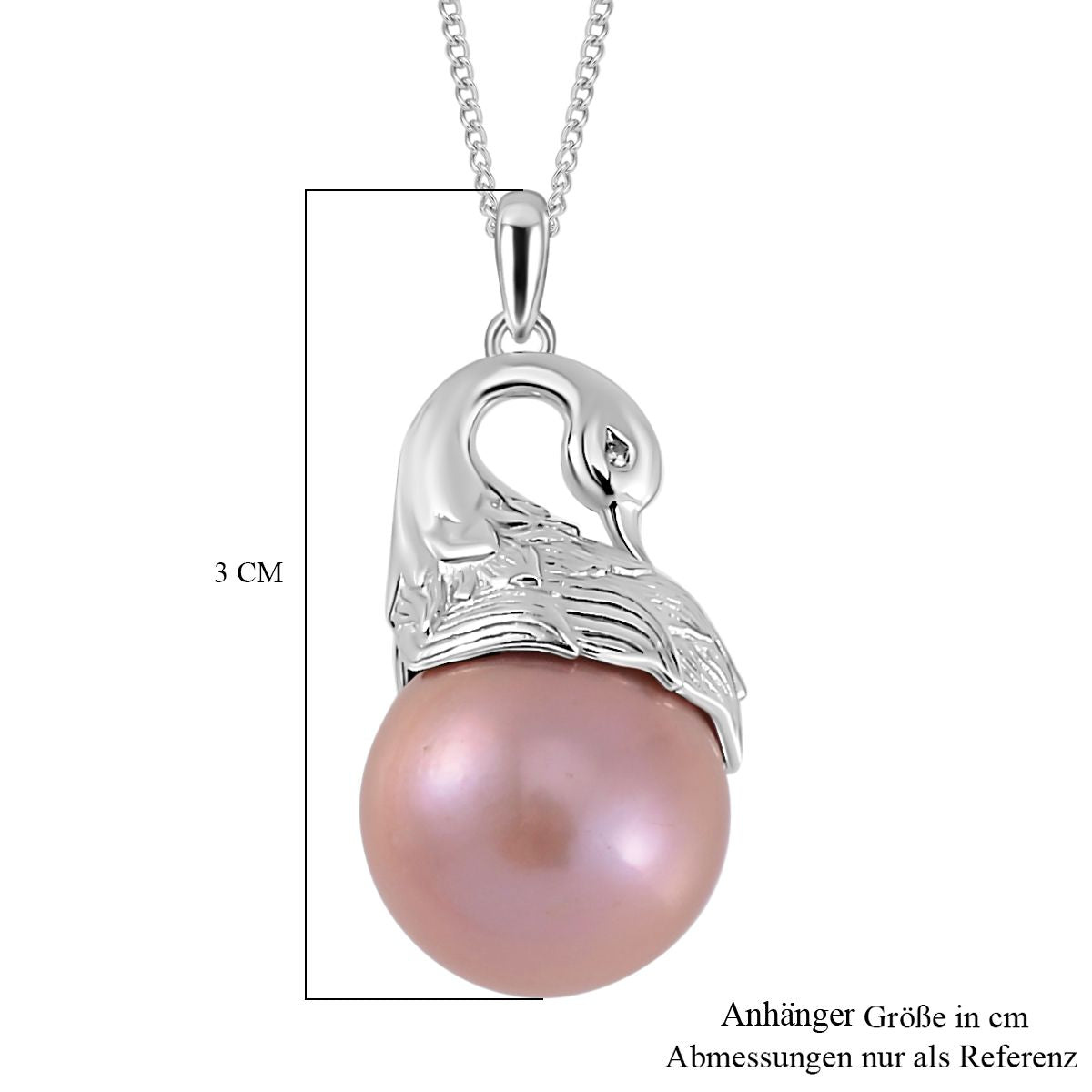 Lila Edison Perle, Weißer Zirkon Schmuckset 925 Silber platiniert