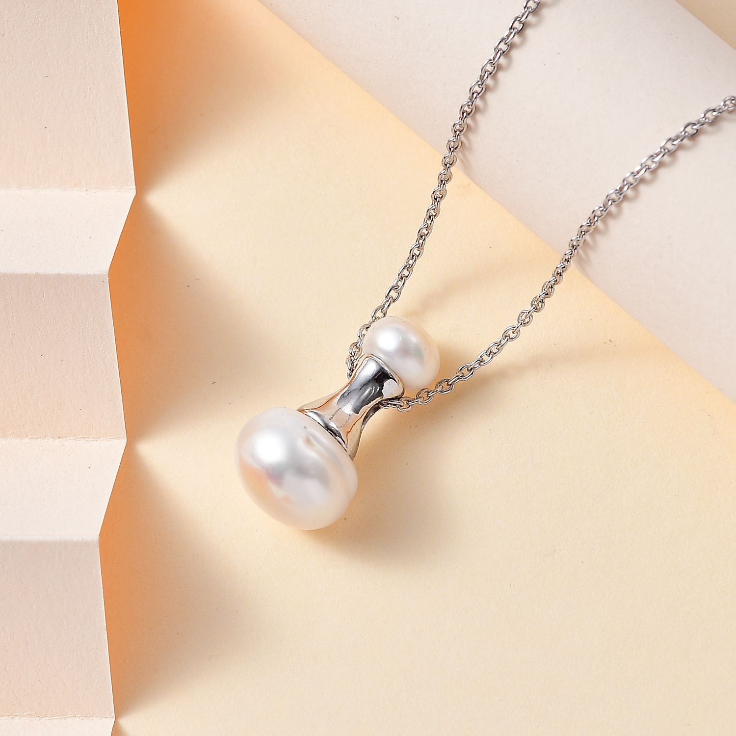 Süßwasser Perle Schmuckset 925 Silber platiniert