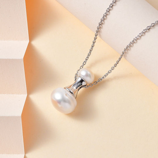Süßwasser Perle Schmuckset 925 Silber platiniert