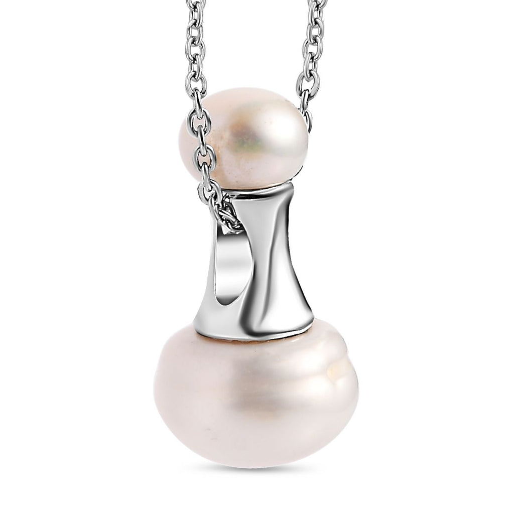 Süßwasser Perle Schmuckset 925 Silber platiniert