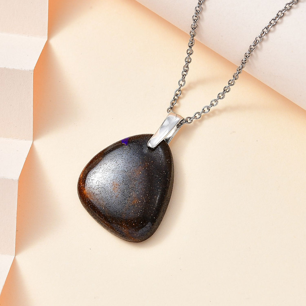 Australischer Boulder Opal Schmuckset 925 Silber und Edelstahl ca. 17,00 ct.