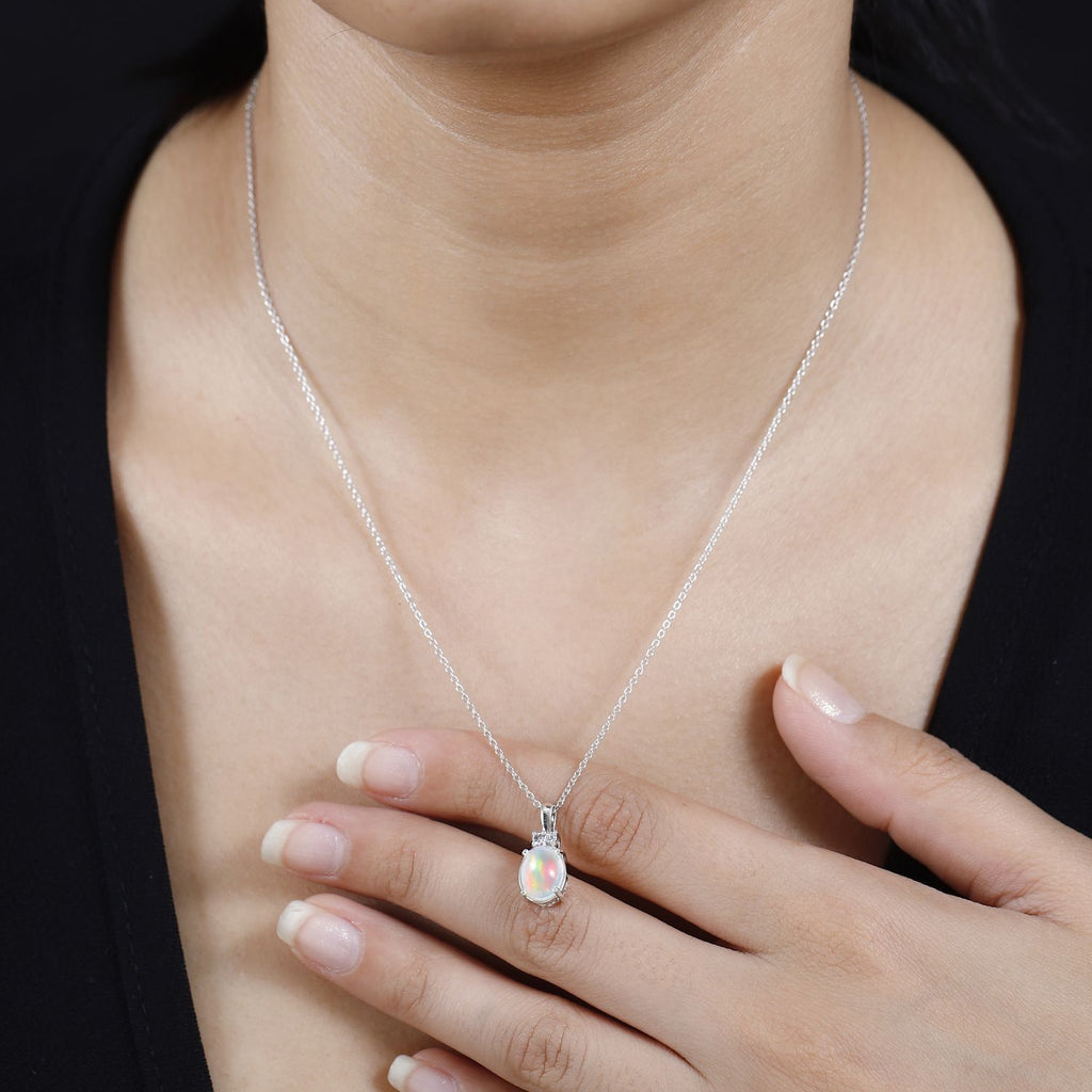 AA Natürlicher, äthiopischer Welo Opal, Weißer Zirkon Schmuckset 925 Silber platiniert ca. 1,21 ct.