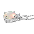 AA Natürlicher, äthiopischer Welo Opal, Weißer Zirkon Schmuckset 925 Silber platiniert ca. 1,21 ct.