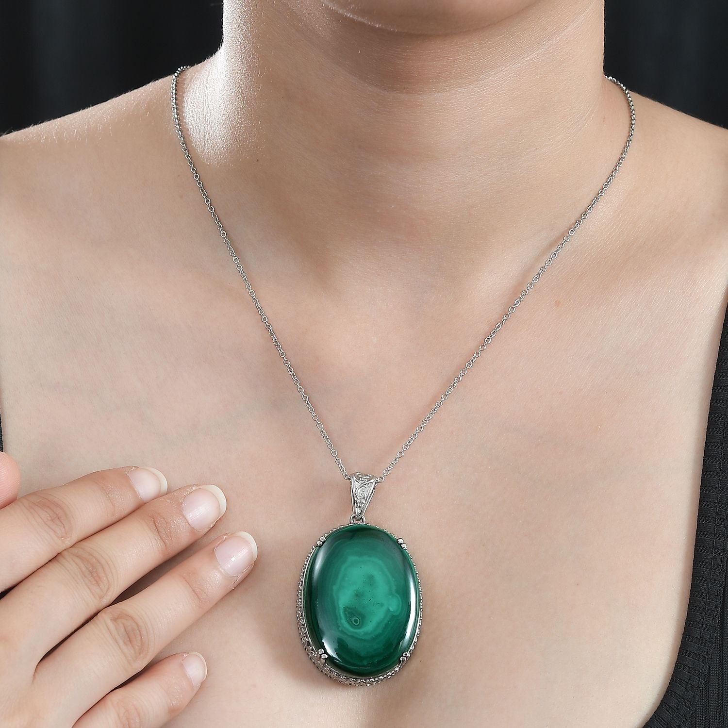 Malachit Schmuckset Edelstahl ca. 99,01 ct.