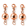 3er Set - Magnetverschluss Rundform, mit Karabinerverschluss, 316L Edelstahl, Rosévergoldet, ca. 9.30g