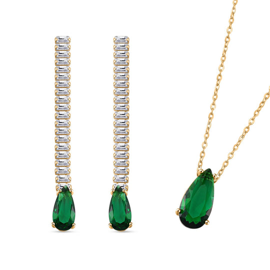Rosa Zirkonia Schmuckset Messing