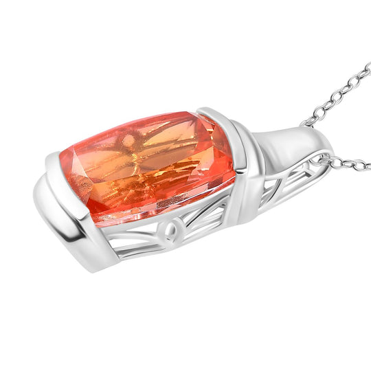 Padparadscha Quarz Triplette Anhänger mit Kette, ca. 50 cm 925 Silber rhodiniert ca. 19,00 ct.