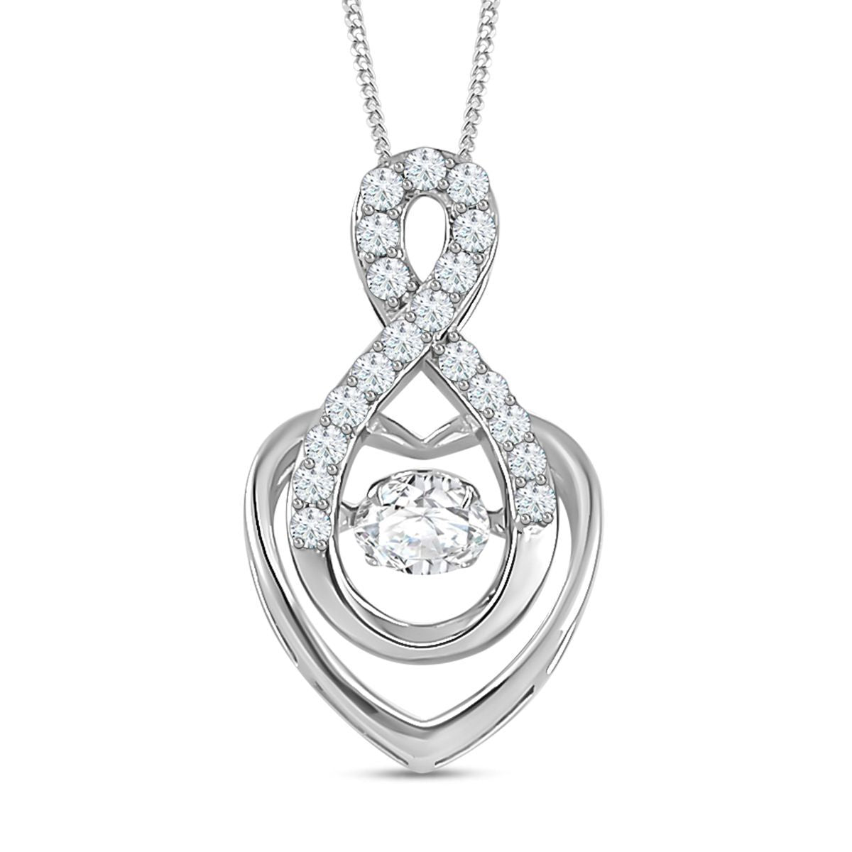 Moissanit Anhänger mit Kette, 925 Silber platiniert, 925 Silber rhodiniert ca. 0.72 ct