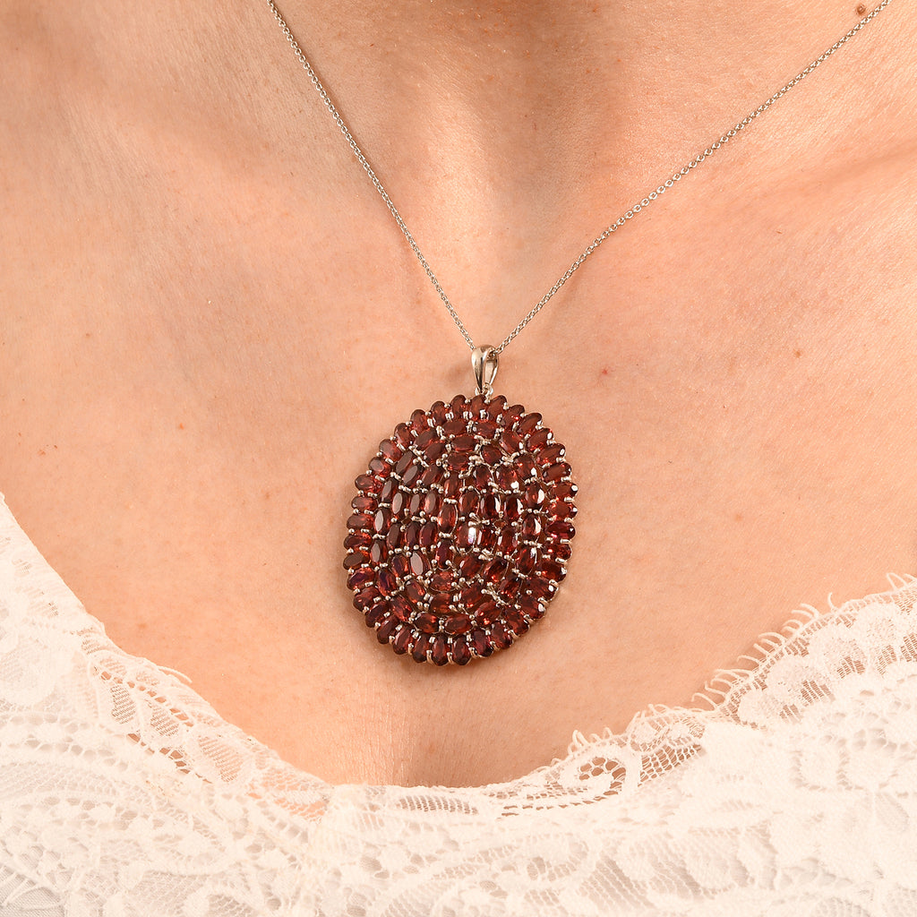 Roter Granat Schmuckset 925 Silber rhodiniert ca. 22,59 ct.
