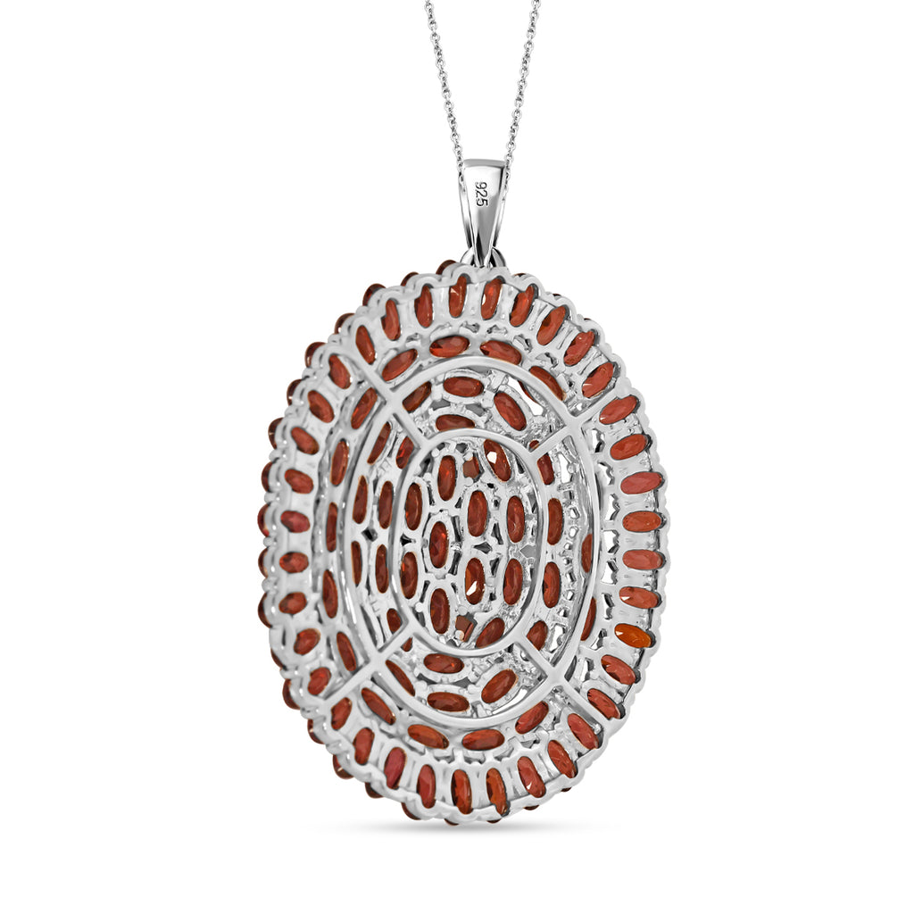 Roter Granat Schmuckset 925 Silber rhodiniert ca. 22,59 ct.