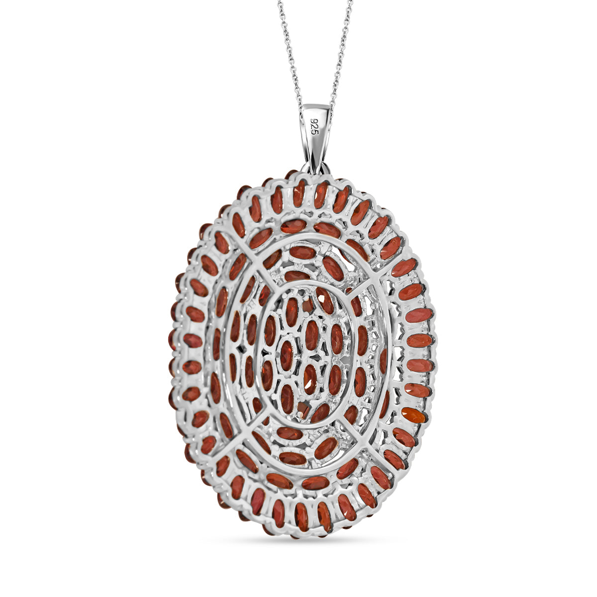 Roter Granat Schmuckset 925 Silber rhodiniert ca. 22,59 ct.