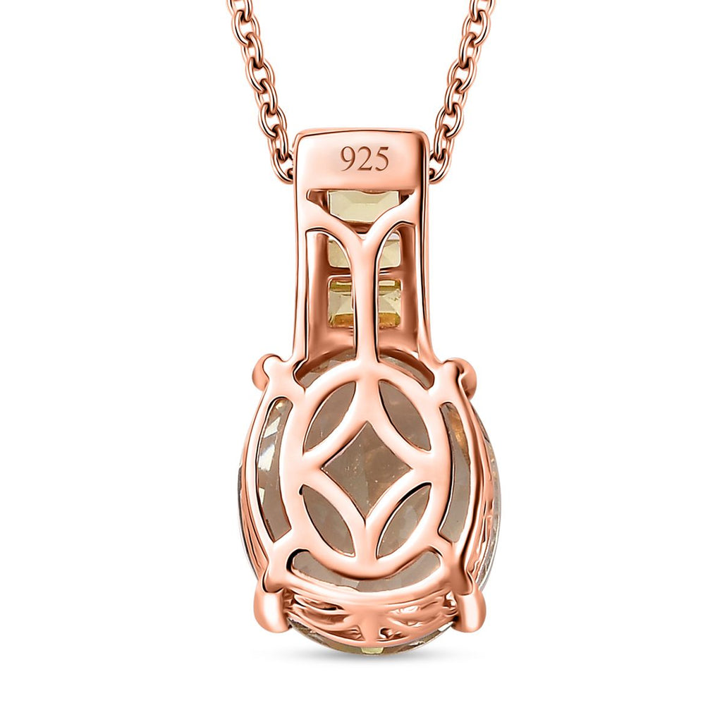 Prasiolite, Peridot Schmuckset 925 Silber 750 Roségold Vermei ca. 5,12 ct.