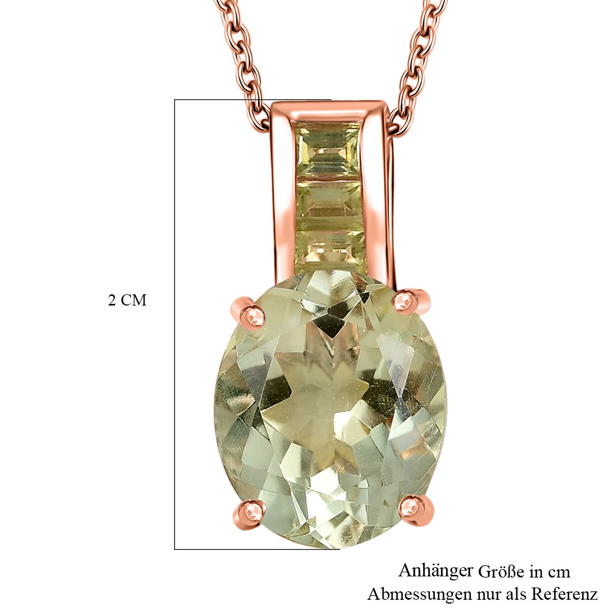 Prasiolite, Peridot Schmuckset 925 Silber 750 Roségold Vermei ca. 5,12 ct.