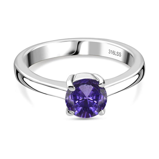 Lila Zirkonia Schmuckset  Edelstahl