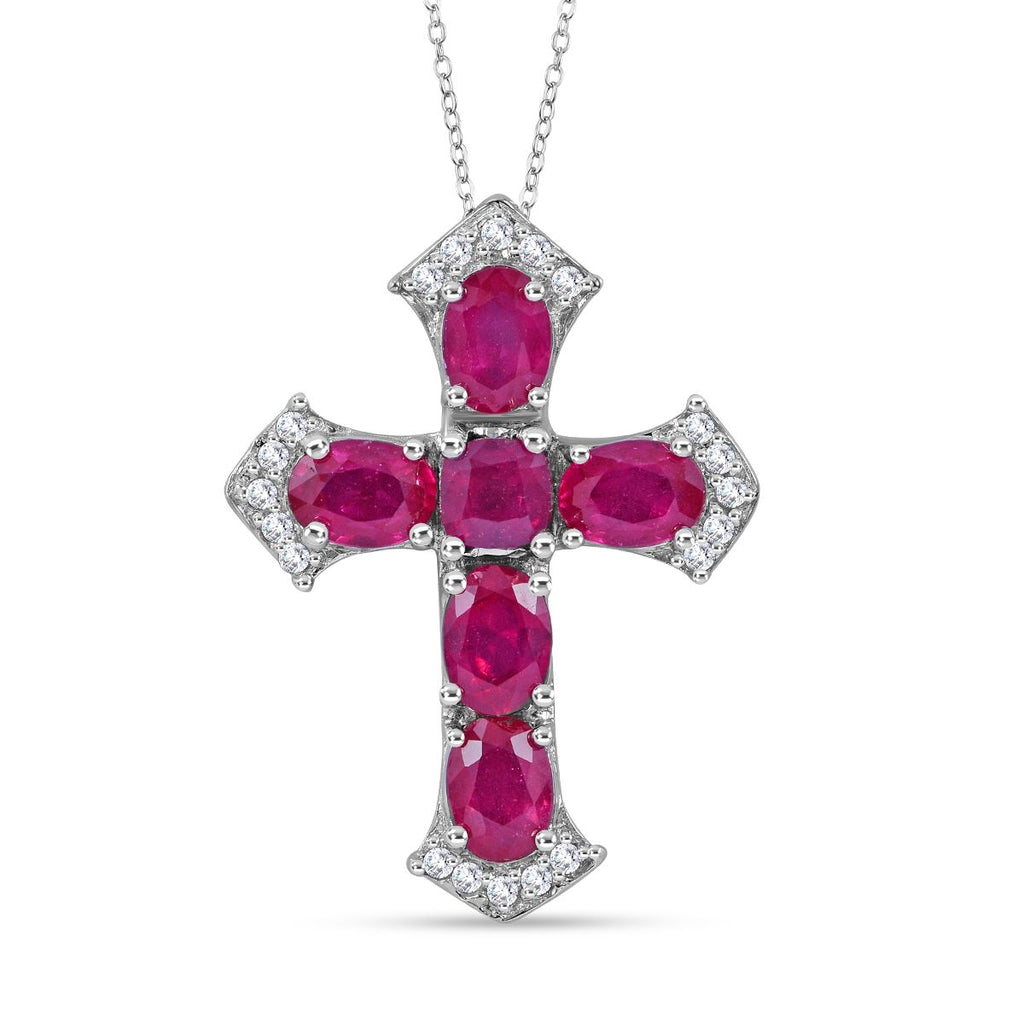 Rubin Stein Anhänger mit Kette, 925 Silber platiniert ca. 6.88 ct