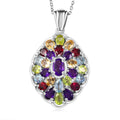 Mehrfarbig Edelstein Anhänger mit Kette ca. 45 cm, 925 Silber rhodiniert, ca. 5.50 ct