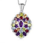 Mehrfarbig Edelstein Anhänger mit Kette ca. 45 cm, 925 Silber rhodiniert, ca. 5.50 ct