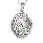 Mehrfarbig Edelstein Anhänger mit Kette ca. 45 cm, 925 Silber rhodiniert, ca. 5.50 ct