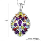 Mehrfarbig Edelstein Anhänger mit Kette ca. 45 cm, 925 Silber rhodiniert, ca. 5.50 ct