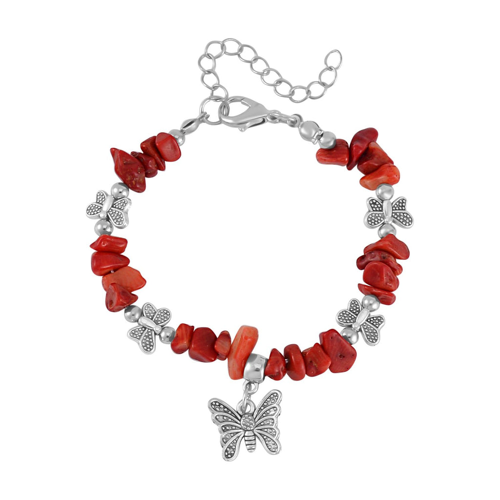 Blauer Howlit, Rote Koralle Schmuckset  Legierung Schwarz oxidiert ca. 161.00 ct