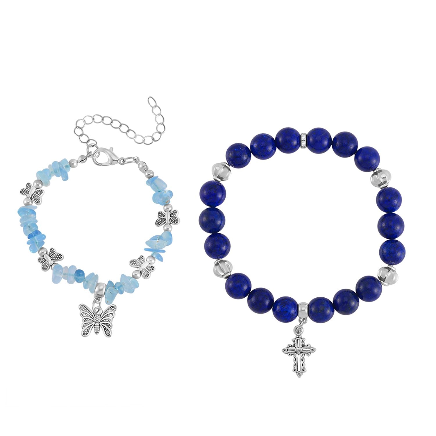 Lapislazuli, Aquamarin Schmuckset  Legierung Schwarz oxidiert ca. 200.00 ct