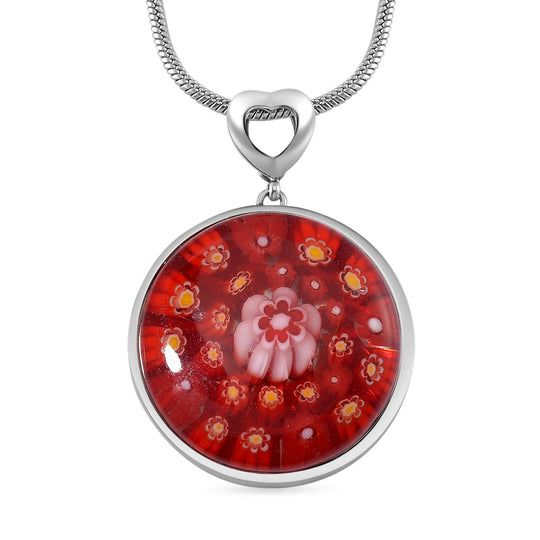 Murano-Stil Glas Anhänger mit Kette, 316L Edelstahl