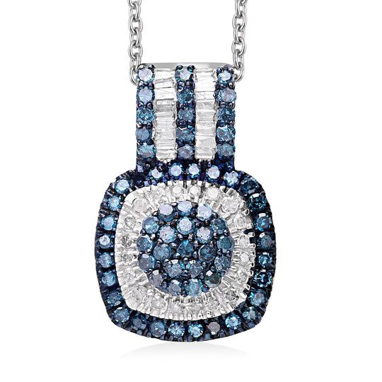 Grüner Diamant, Weißer Diamant Schmuckset 925 Silber platiniert ca. 1.00 ct
