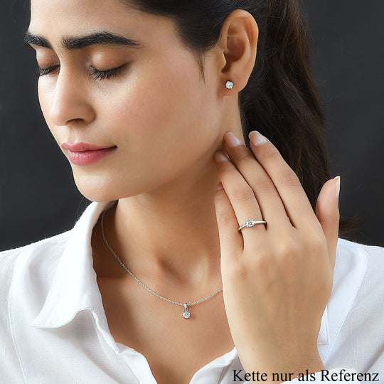 Moissanit Solitär Schmuckset, 925 Silber platiniert  - 1,77 ct.