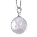 19-21mm weißer Keshi Perle und Zirkon-Anhänger mit 45cm Kette - 34 ct.