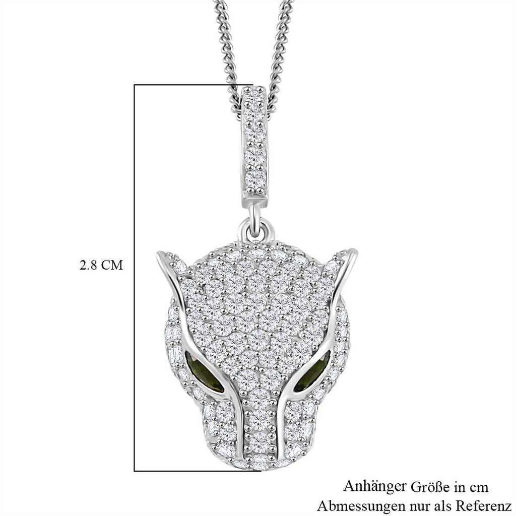 GP Natürlicher Chromdiopsid, Blauer Saphir Schmuckset 925 Silber platiniert, 925 Silber rhodiniert ca. 2,08 ct.